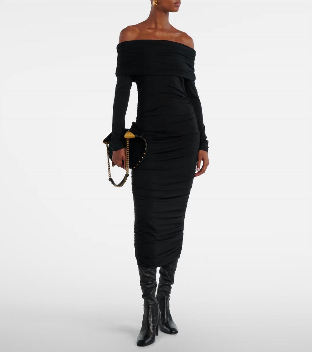 NEW VERONICA BEARD tinette midi ruched dress in grizzly